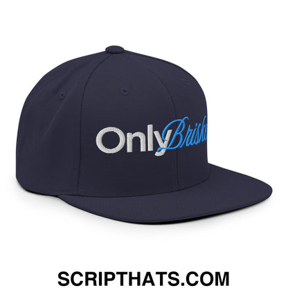 Only Brisket Embroidered Flat Bill Brim Snapback Hat Navy
