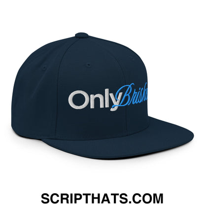 Only Brisket Embroidered Flat Bill Brim Snapback Hat Dark Navy
