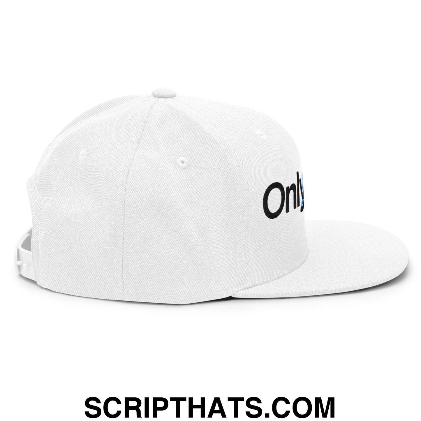 Only Brisket Embroidered Flat Bill Brim Snapback Hat White