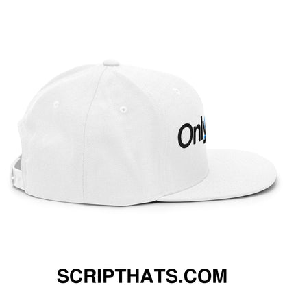 Only Brisket Embroidered Flat Bill Brim Snapback Hat White