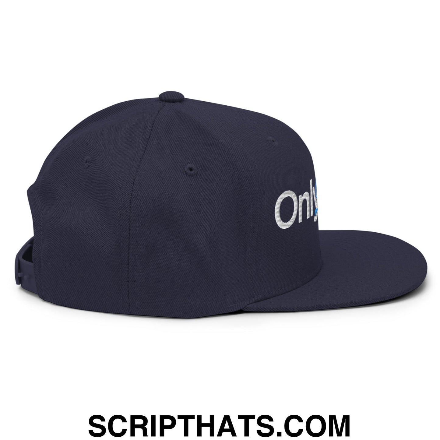 Only Brisket Embroidered Flat Bill Brim Snapback Hat Navy