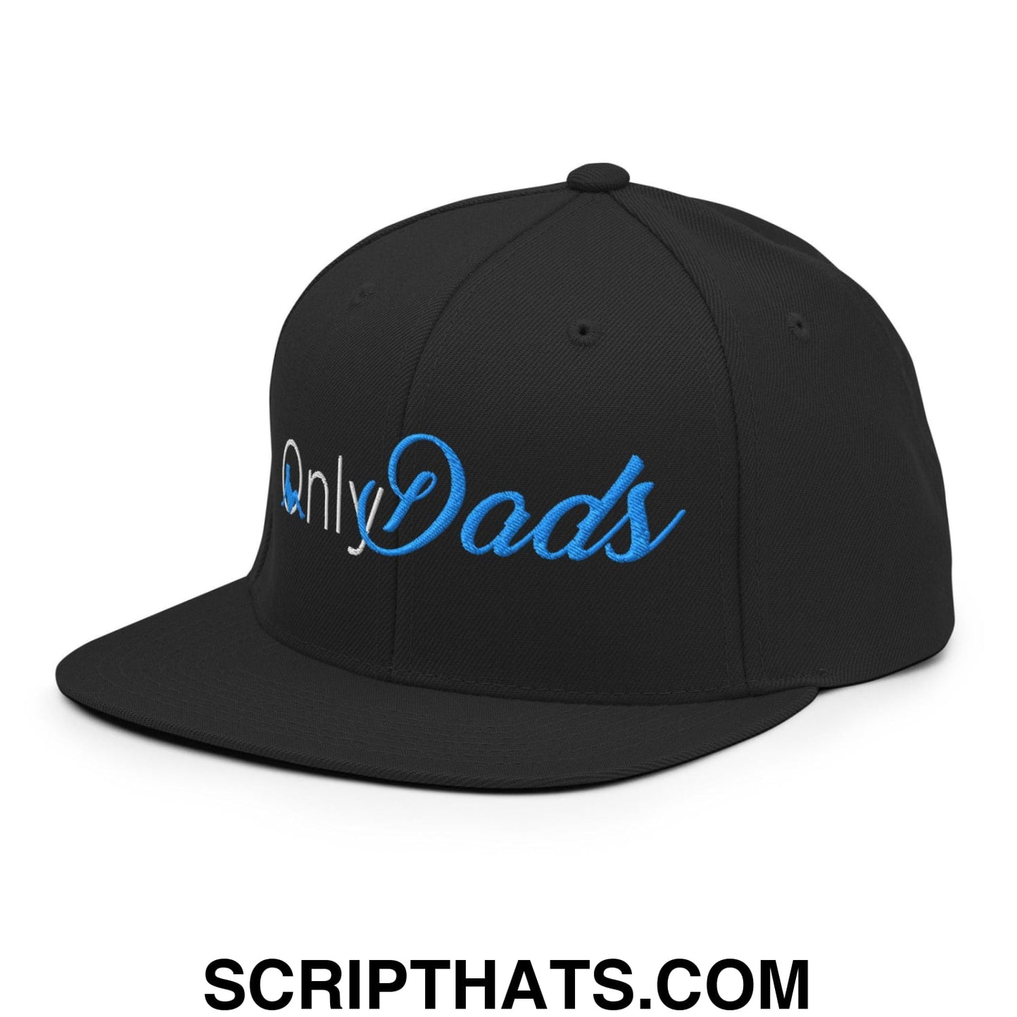Only Dads Embroidered Flat Bill Brim Snapback Hat Black