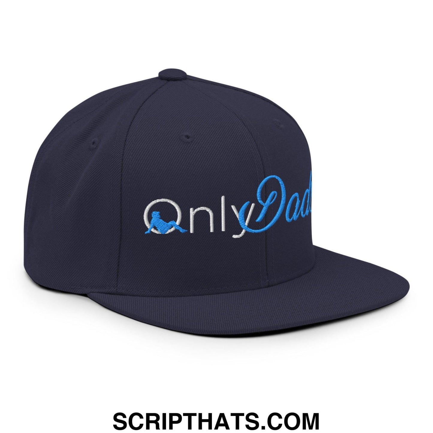 Only Dads Embroidered Flat Bill Brim Snapback Hat Navy