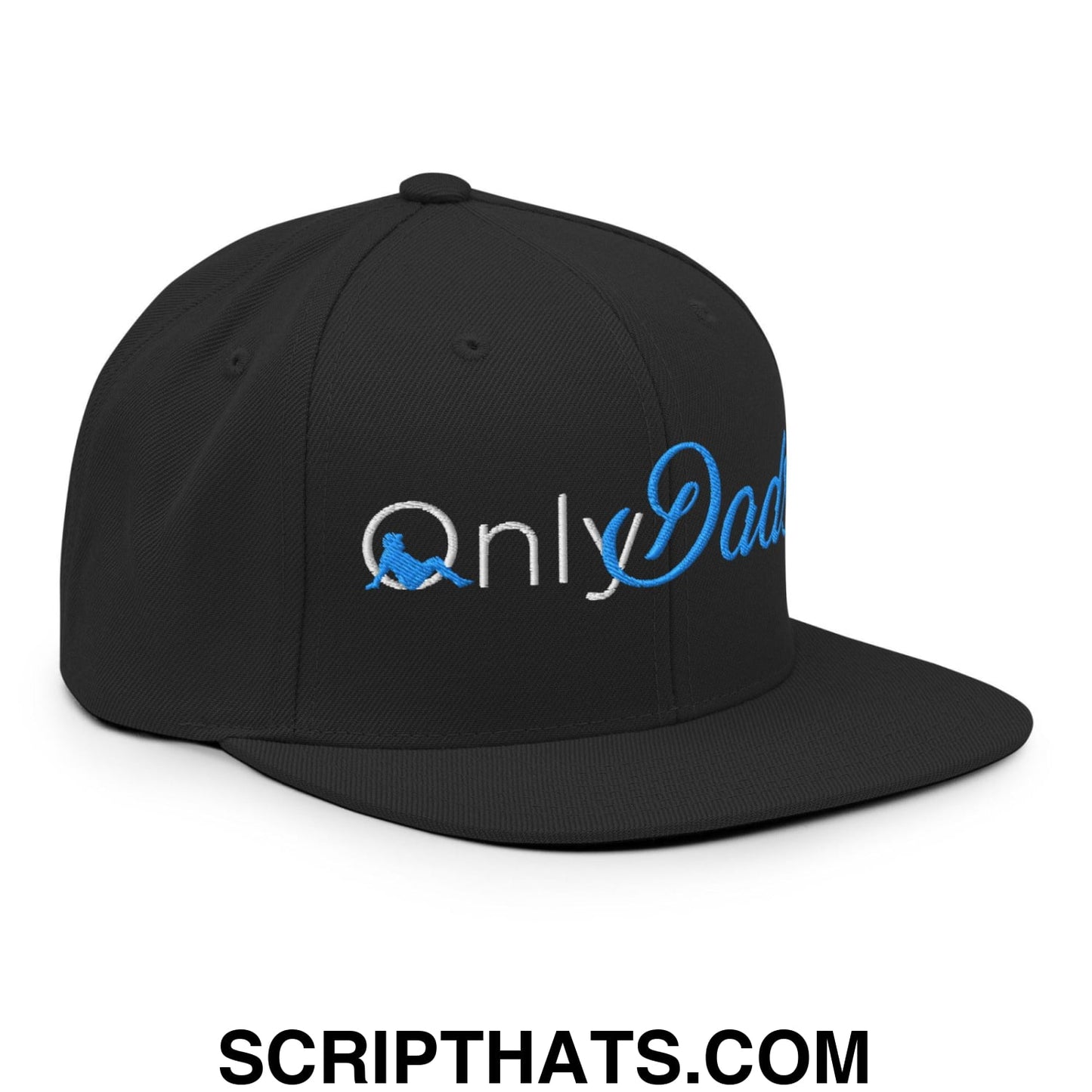 Only Dads Embroidered Flat Bill Brim Snapback Hat Black