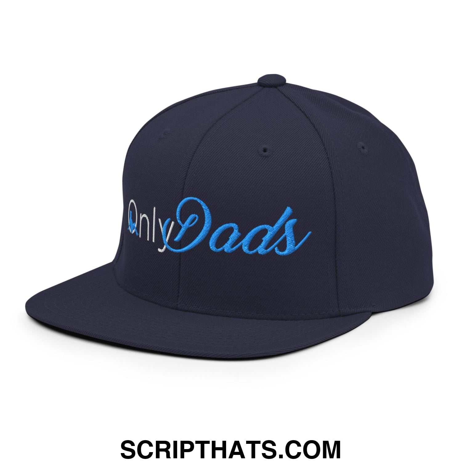 Only Dads Embroidered Flat Bill Brim Snapback Hat Navy