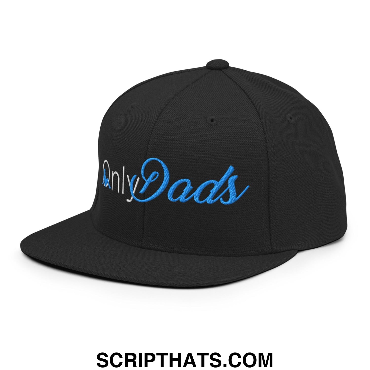 Only Dads Embroidered Flat Bill Brim Snapback Hat Black