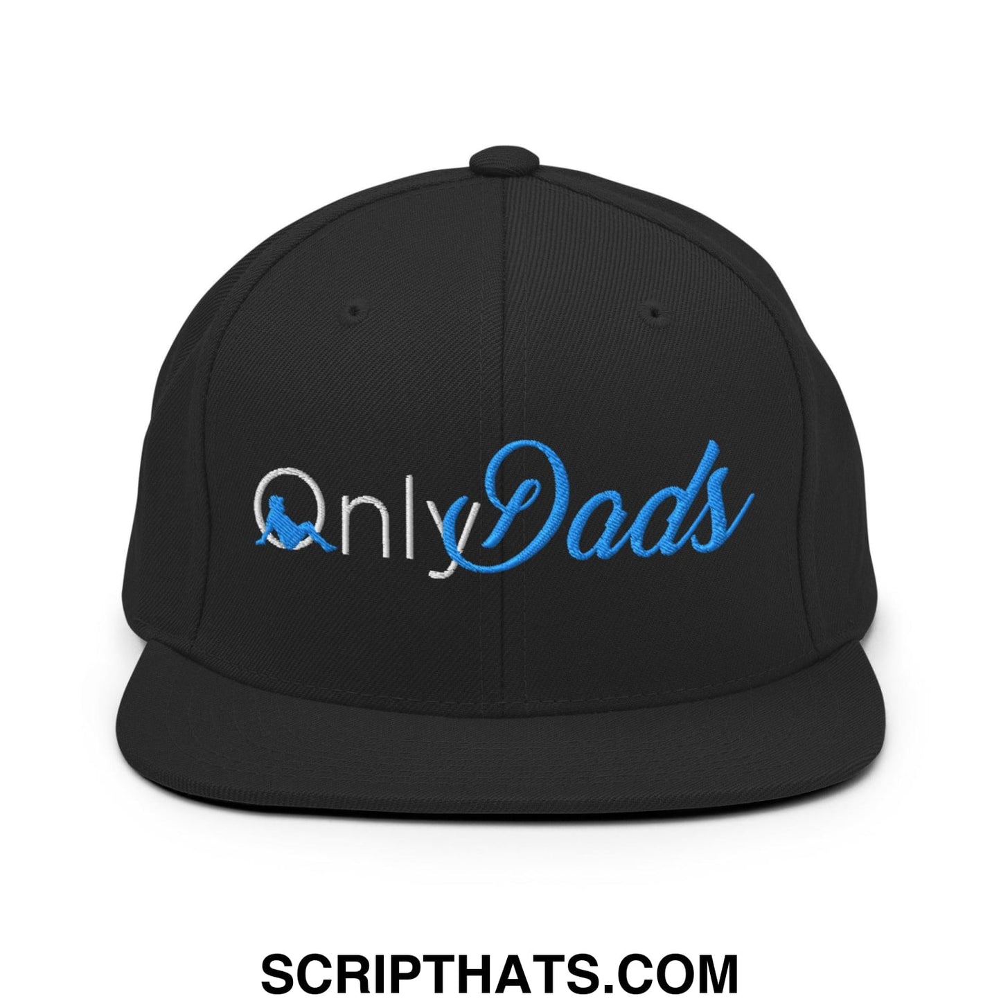 Only Dads Embroidered Flat Bill Brim Snapback Hat Black