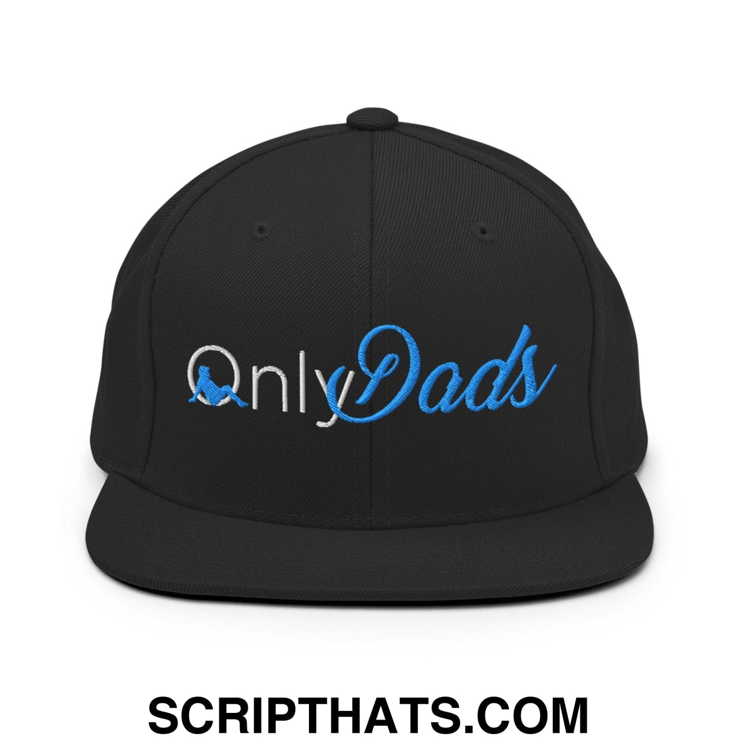 Only Dads Embroidered Flat Bill Brim Snapback Hat Black
