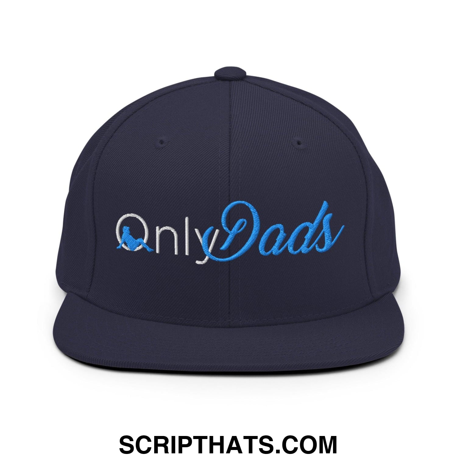 Only Dads Embroidered Flat Bill Brim Snapback Hat Navy
