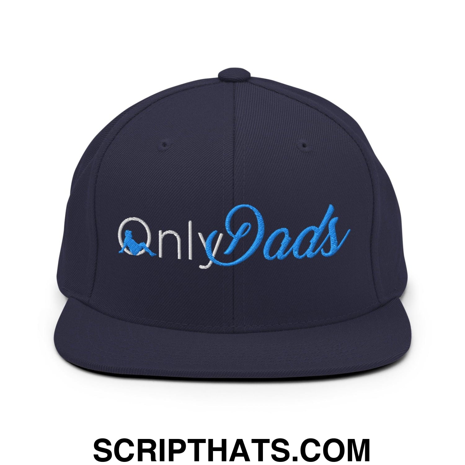Only Dads Embroidered Flat Bill Brim Snapback Hat Navy