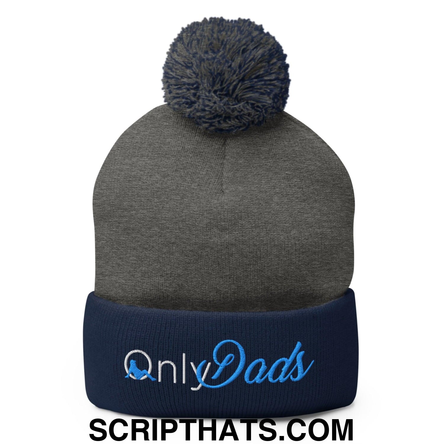 Only Dads Embroidered Knit Pom Pom Beanie Dark Heather Grey Navy