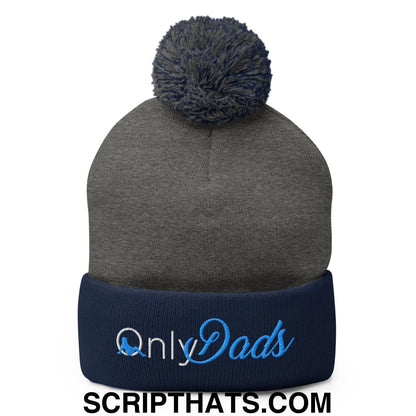 Only Dads Embroidered Knit Pom Pom Beanie Dark Heather Grey Navy
