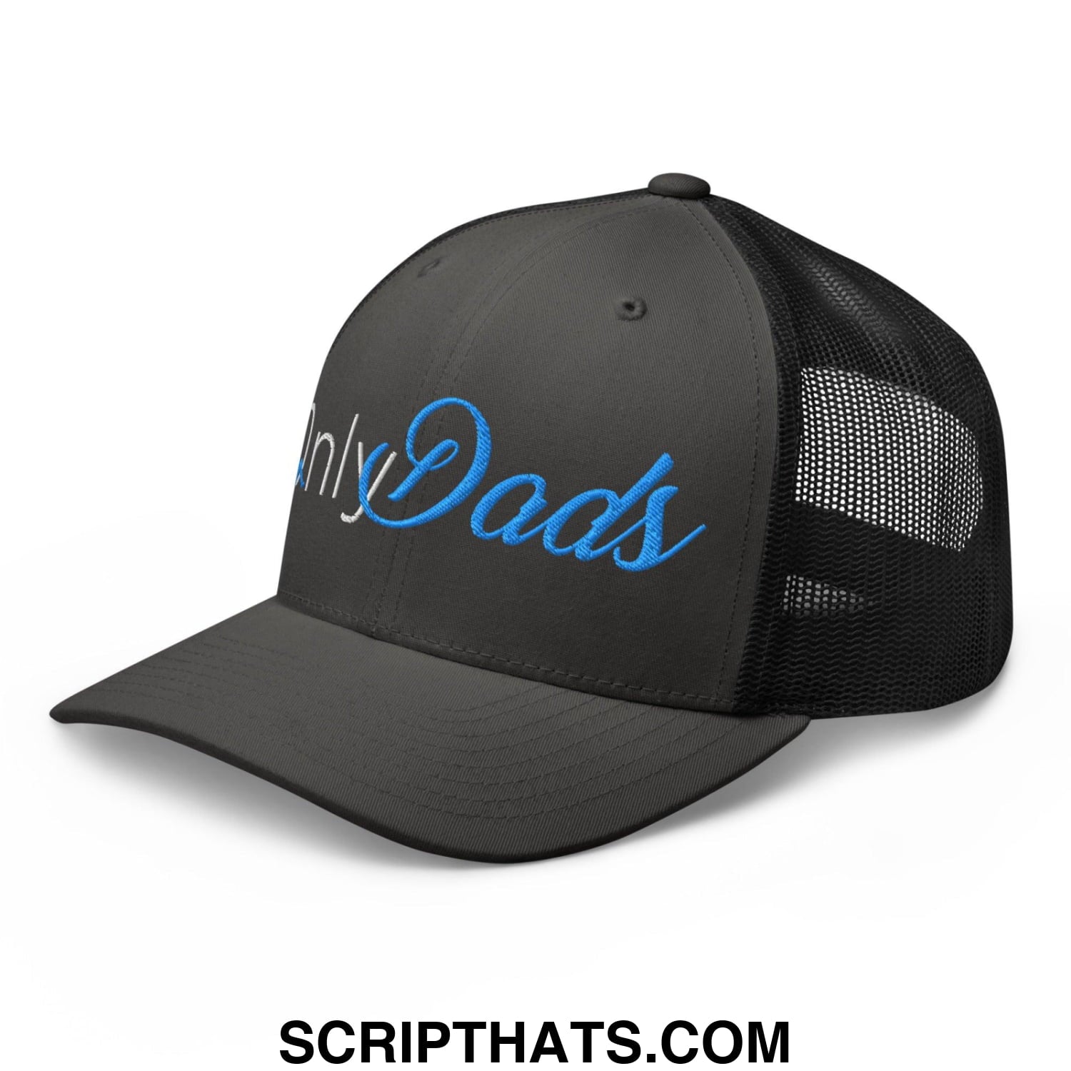 Only Dads Embroidered Mesh Trucker Hat Charcoal Black