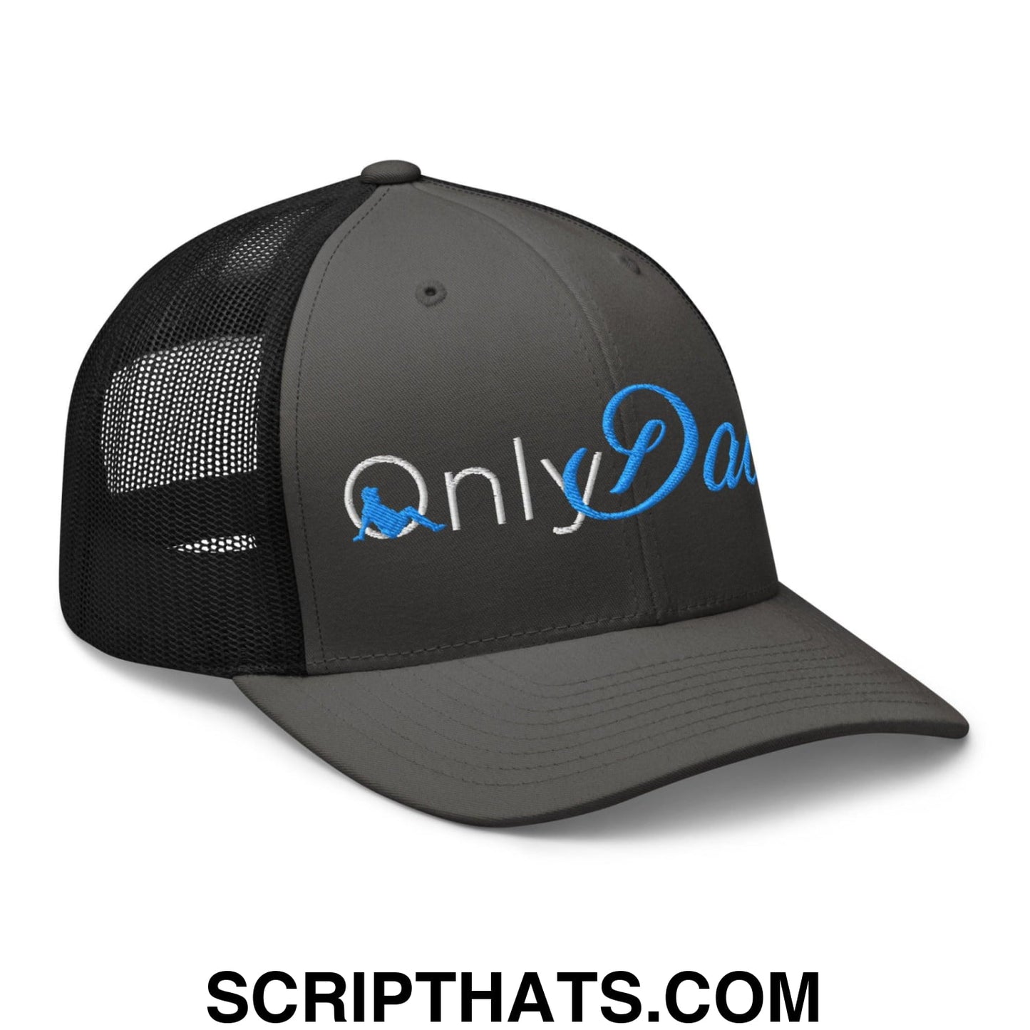 Only Dads Embroidered Mesh Trucker Hat Charcoal Black