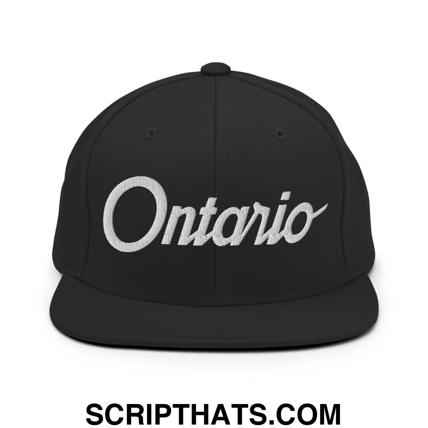 Ontario Script Snapback Hat Black