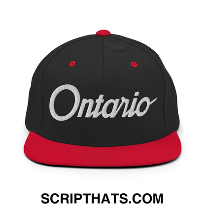 Ontario Script Snapback Hat Black Red
