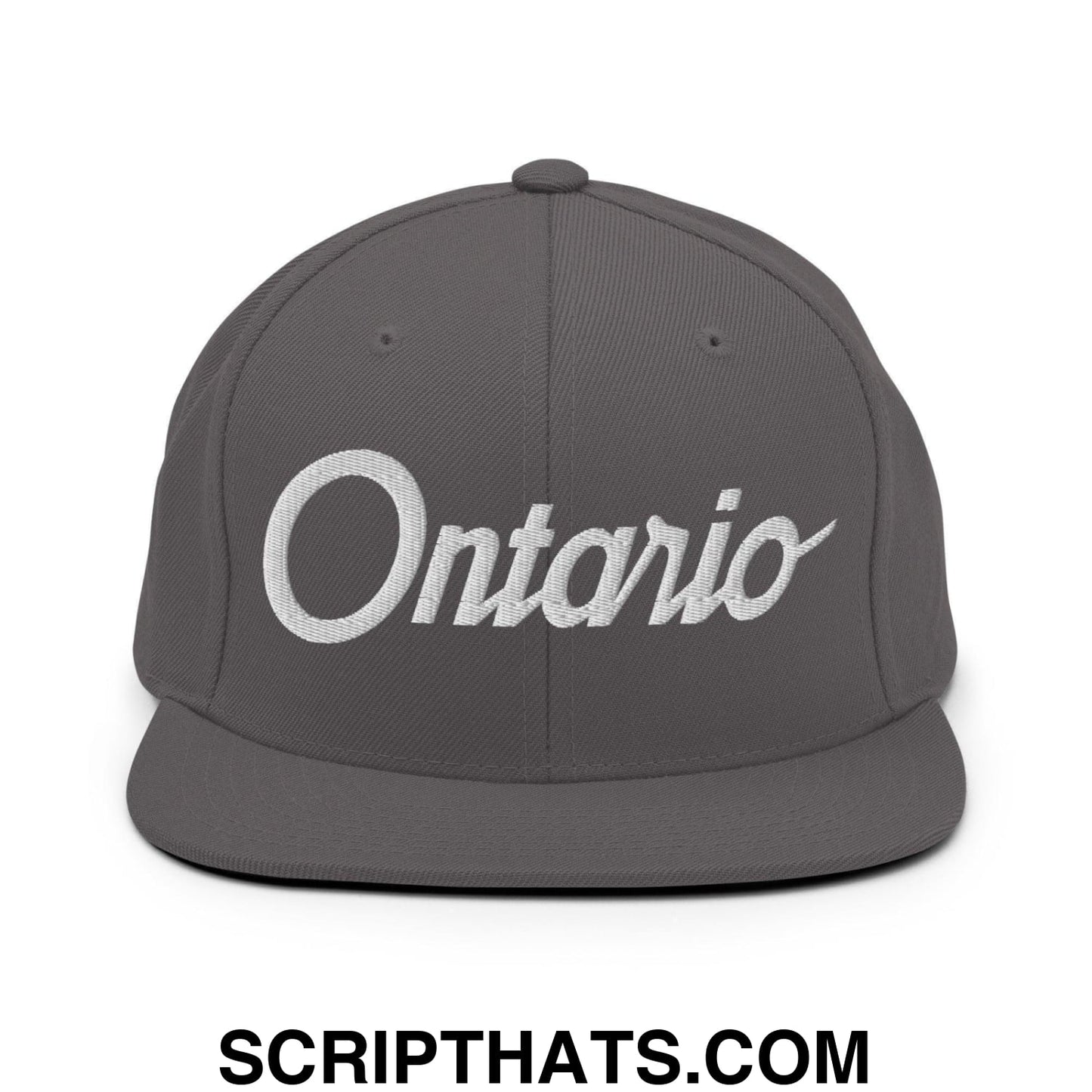 Ontario Script Snapback Hat Dark Grey