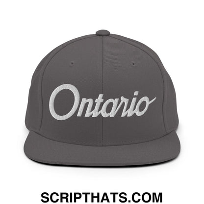 Ontario Script Snapback Hat Dark Grey