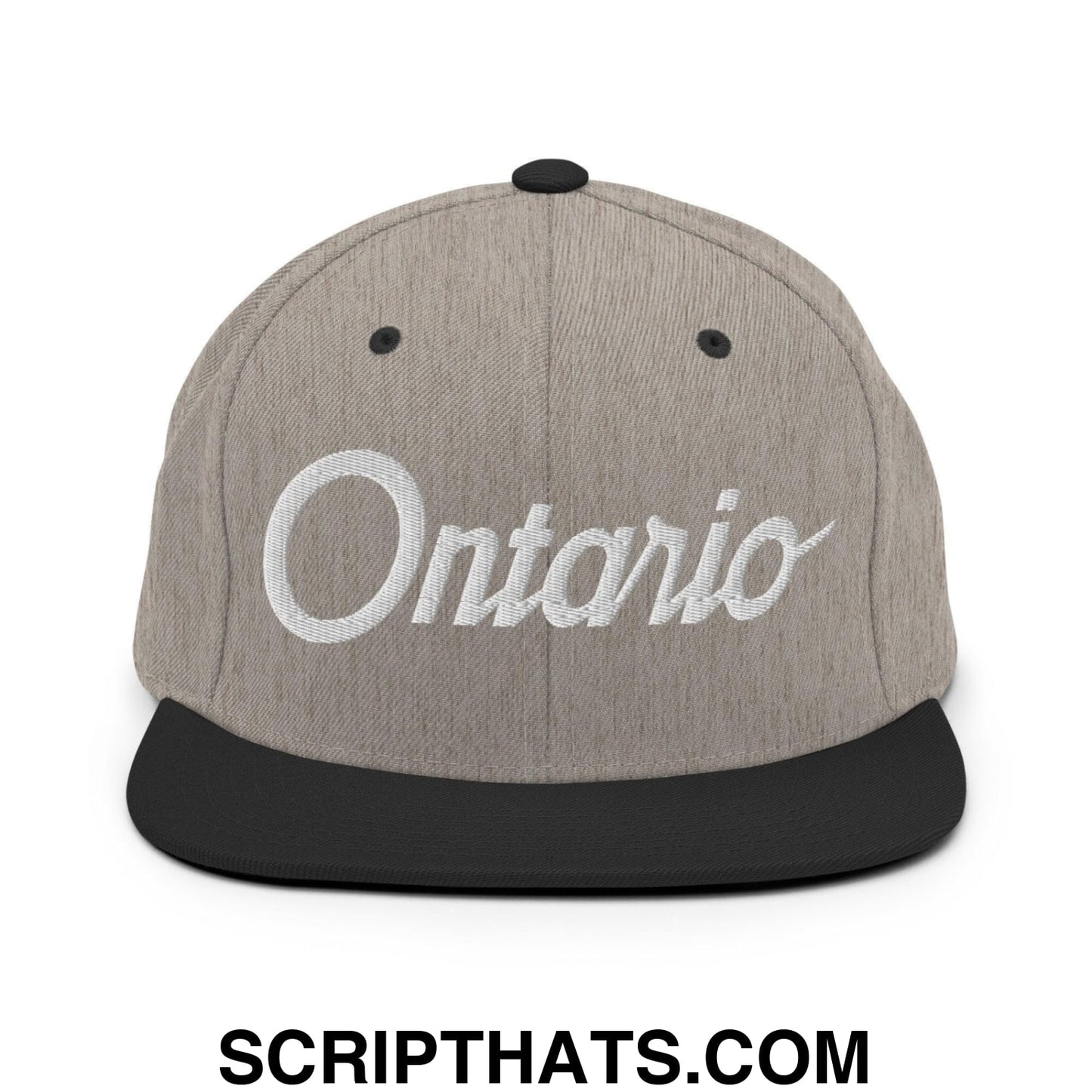 Ontario Script Snapback Hat Heather Black