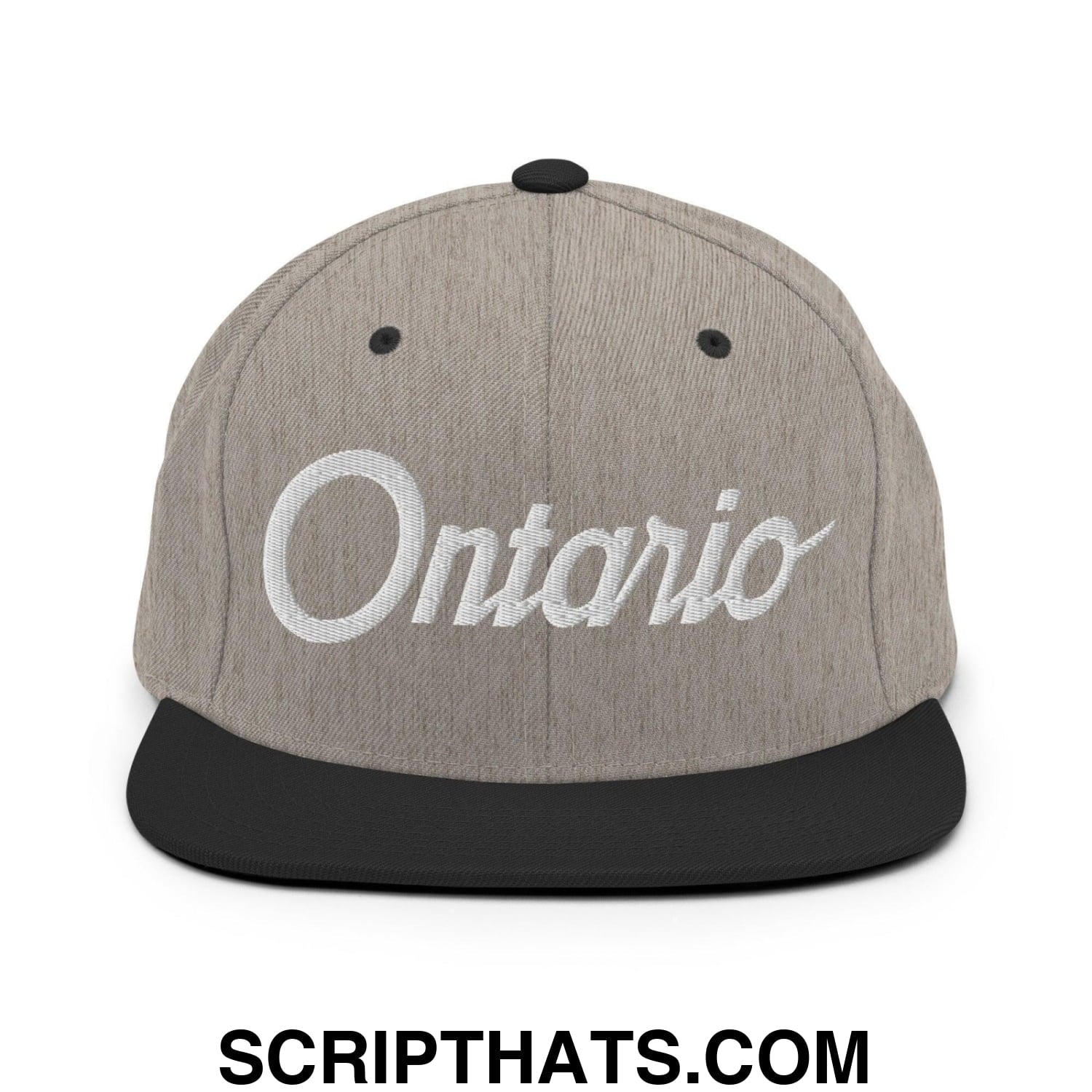 Ontario Script Snapback Hat Heather Black