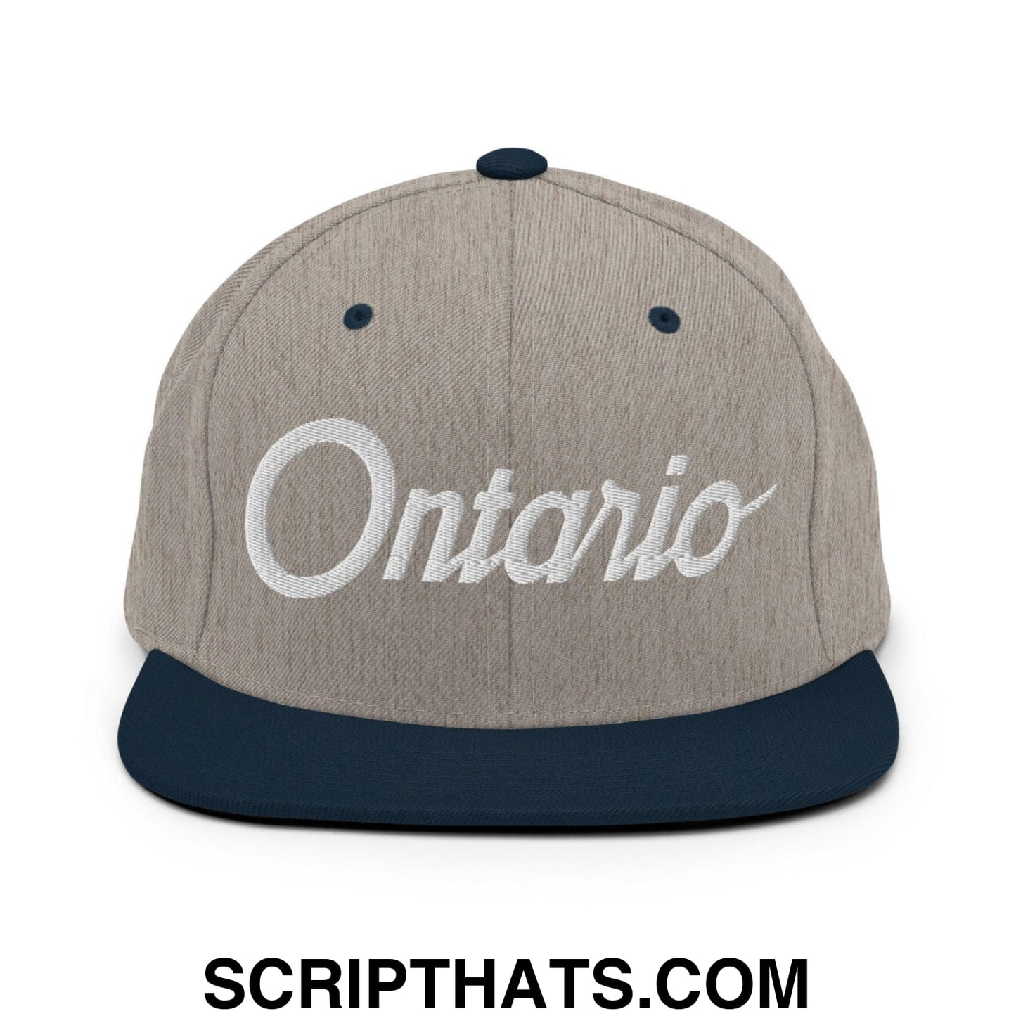 Ontario Script Snapback Hat Heather Grey Navy