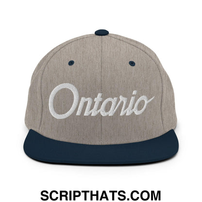 Ontario Script Snapback Hat Heather Grey Navy