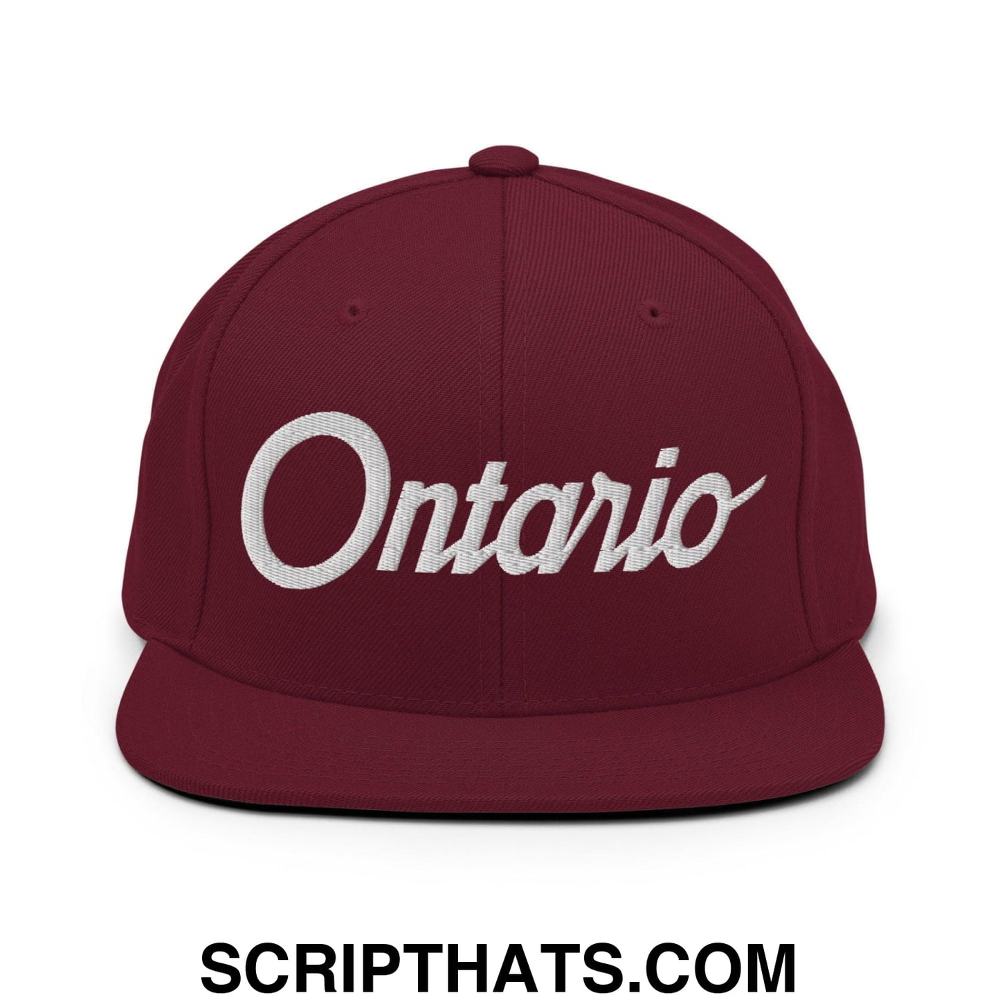 Ontario Script Snapback Hat Maroon