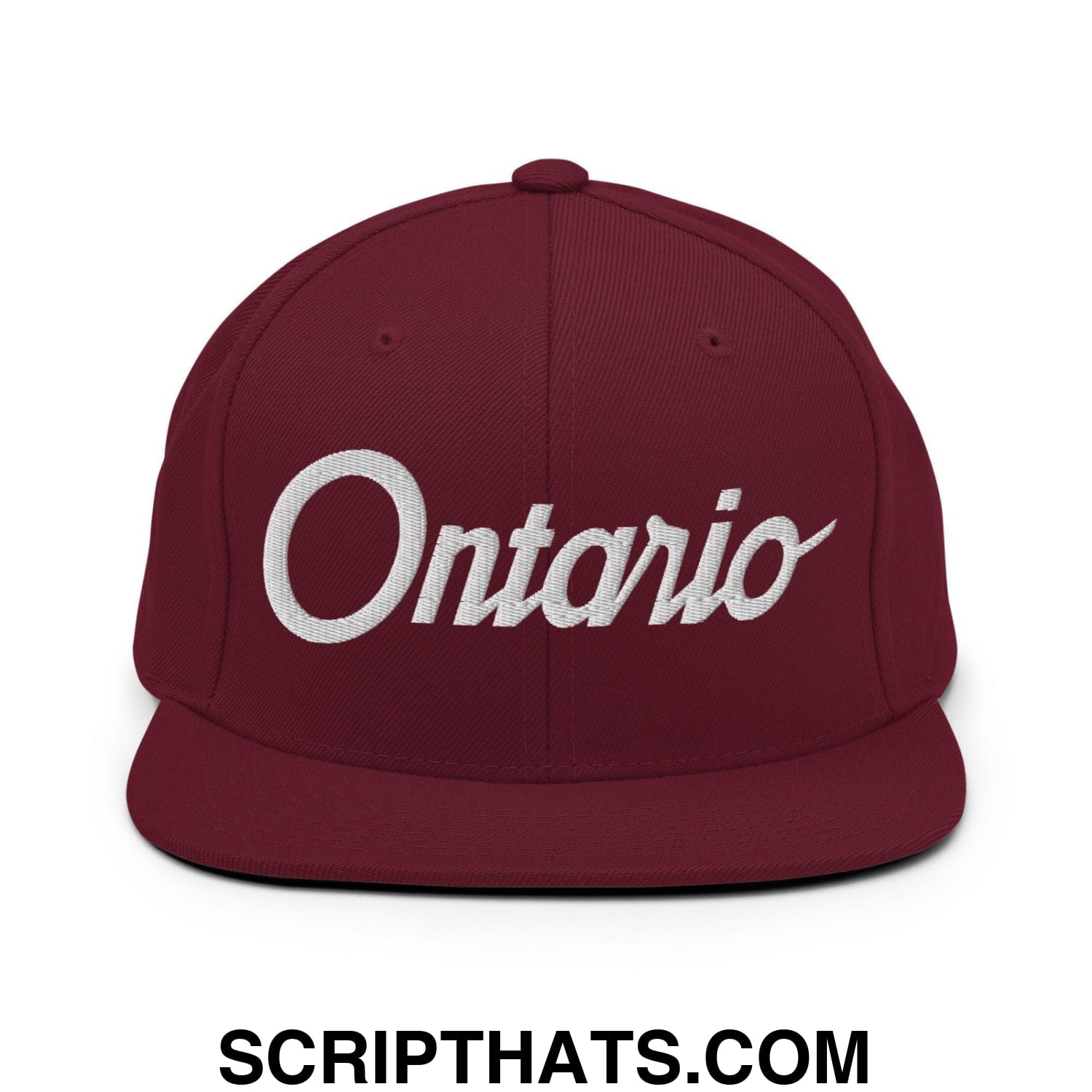 Ontario Script Snapback Hat Maroon