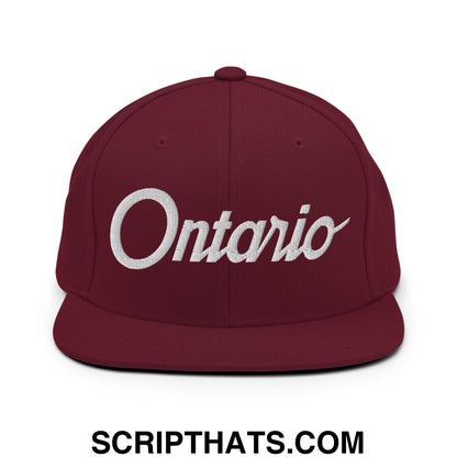 Ontario Script Snapback Hat Maroon