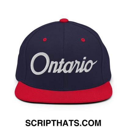 Ontario Script Snapback Hat Navy Red