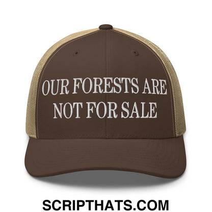 Our Forests Are Not For Sale Embroidered Classic Mesh Trucker Hat Brown Khaki