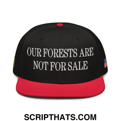 Our Forests Are Not For Sale USFS US Flag Embroidered Flat Bill Snapback Hat Red Black Black