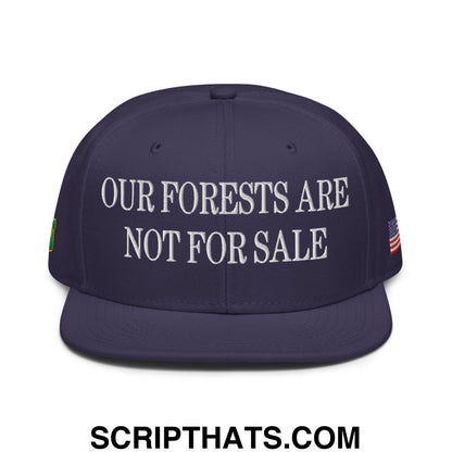 Our Forests Are Not For Sale USFS US Flag Embroidered Flat Bill Snapback Hat Navy blue