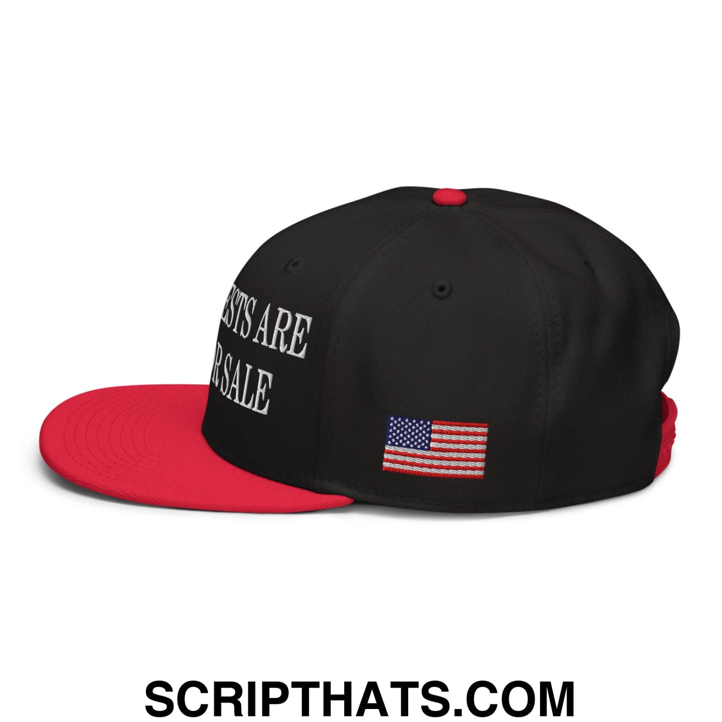 Our Forests Are Not For Sale USFS US Flag Embroidered Flat Bill Snapback Hat Red Black Black