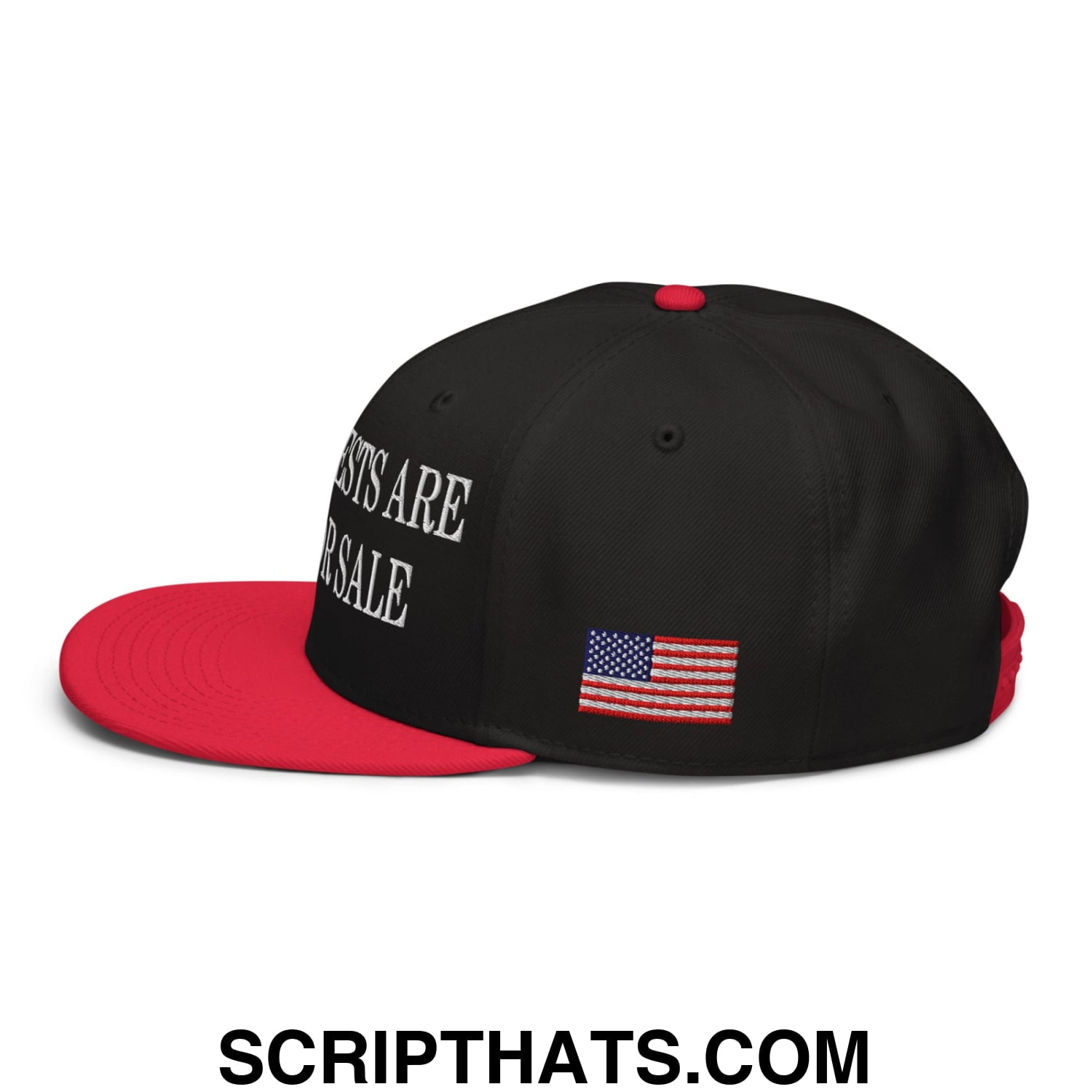 Our Forests Are Not For Sale USFS US Flag Embroidered Flat Bill Snapback Hat Red Black Black