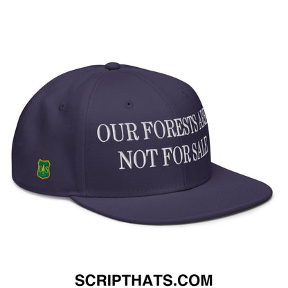 Our Forests Are Not For Sale USFS US Flag Embroidered Flat Bill Snapback Hat Navy blue