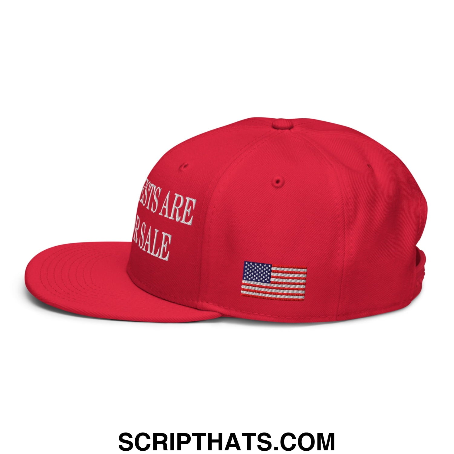 Our Forests Are Not For Sale USFS US Flag Embroidered Flat Bill Snapback Hat Red