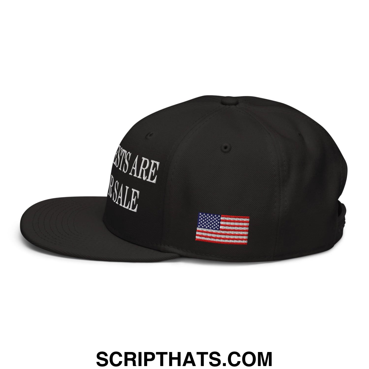 Our Forests Are Not For Sale USFS US Flag Embroidered Flat Bill Snapback Hat Black