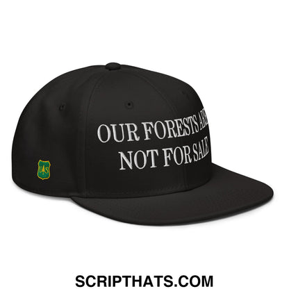 Our Forests Are Not For Sale USFS US Flag Embroidered Flat Bill Snapback Hat Black