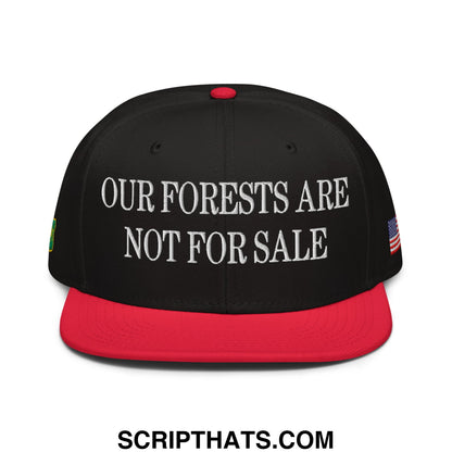 Our Forests Are Not For Sale USFS US Flag Embroidered Flat Bill Snapback Hat Red Black Black