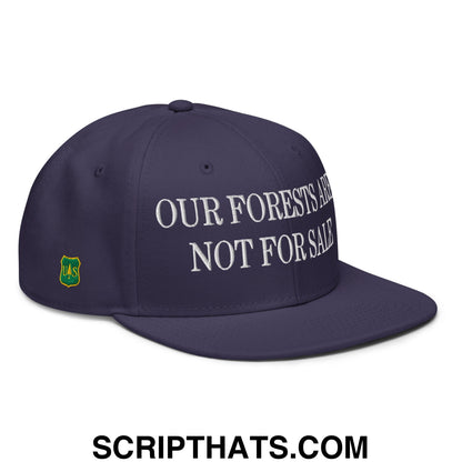 Our Forests Are Not For Sale USFS US Flag Embroidered Flat Bill Snapback Hat Navy blue