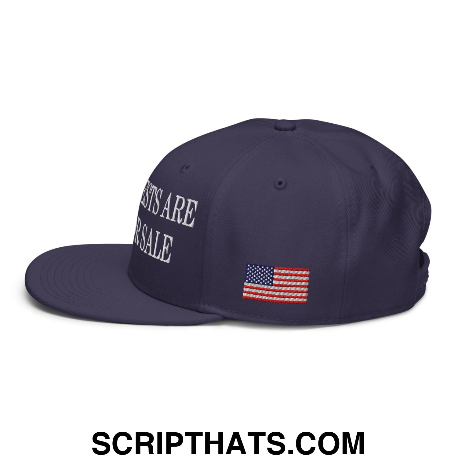 Our Forests Are Not For Sale USFS US Flag Embroidered Flat Bill Snapback Hat Navy blue