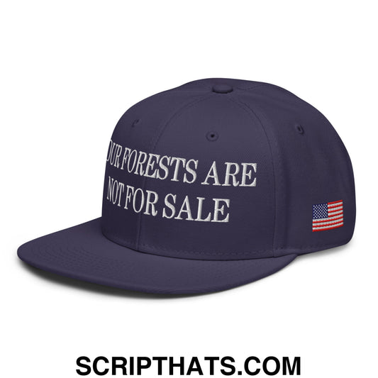 Our Forests Are Not For Sale USFS US Flag Embroidered Flat Bill Snapback Hat Navy blue