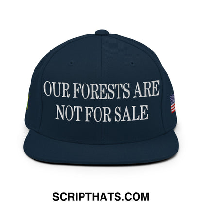 Our Forests Are Not For Sale USFS US Flag Embroidered Flat Brim Snapback Hat Dark Navy