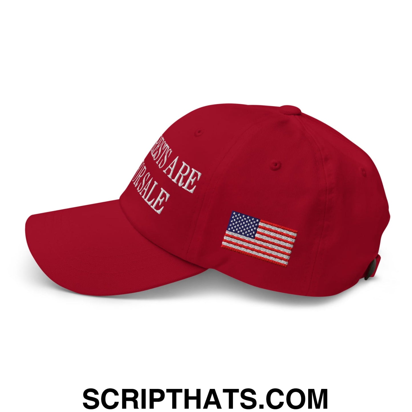 Our Forests Are Not For Sale USFS US Flag Embroidered Unstructured Dad Hat Cranberry
