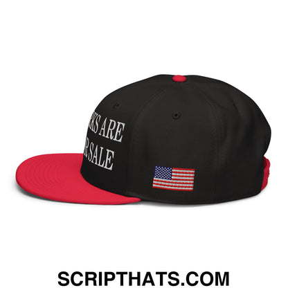 Our Parks Are Not For Sale NPS US Flag Embroidered Flat Bill Snapback Hat Red Black Black