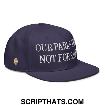 Our Parks Are Not For Sale NPS US Flag Embroidered Flat Bill Snapback Hat Navy blue