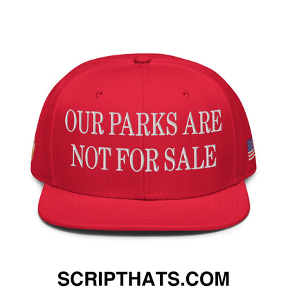 Our Parks Are Not For Sale NPS US Flag Embroidered Flat Bill Snapback Hat Red