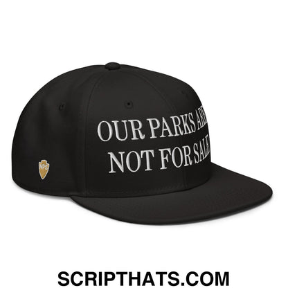 Our Parks Are Not For Sale NPS US Flag Embroidered Flat Bill Snapback Hat Black