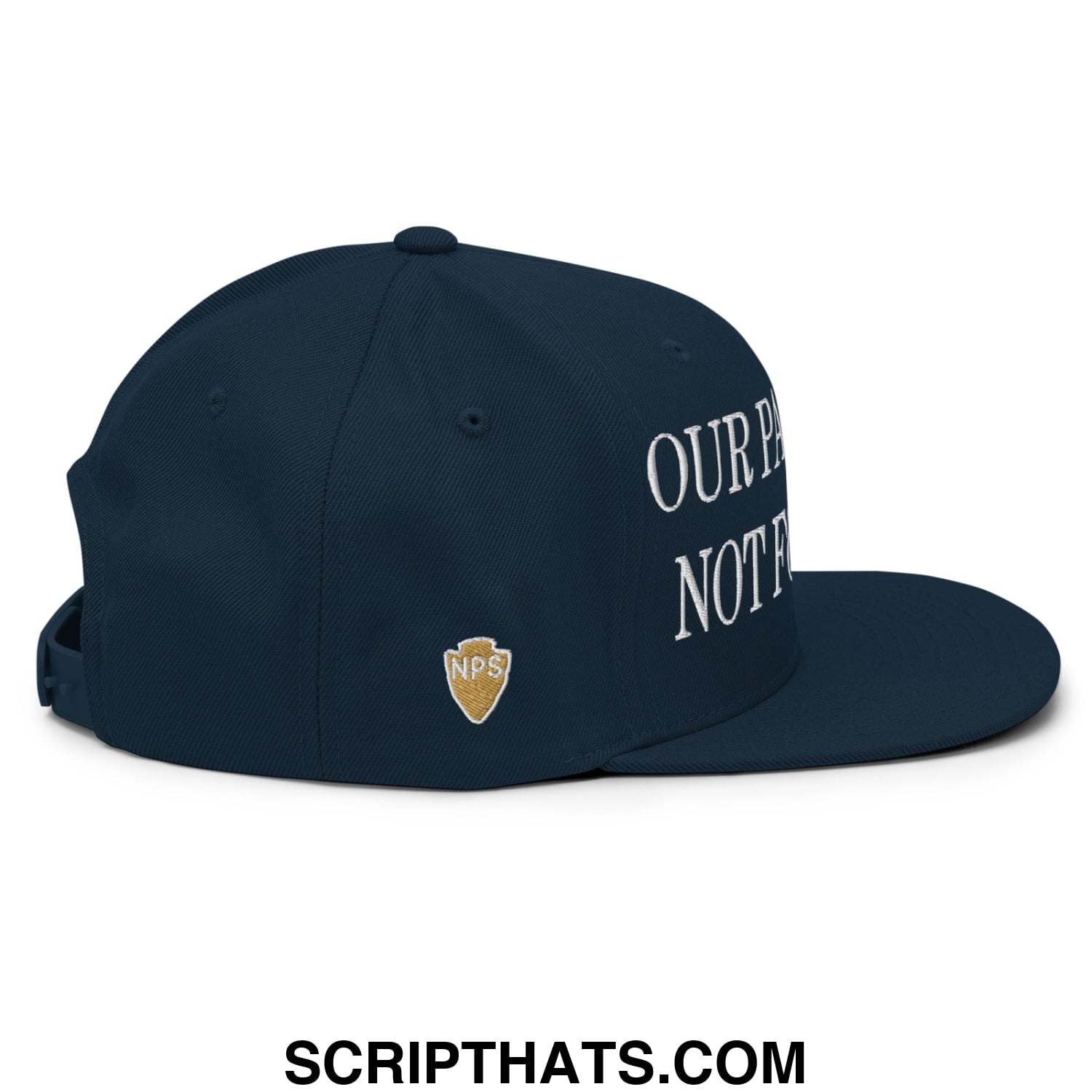 Our Parks Are Not For Sale NPS US Flag Embroidered Flat Brim Snapback Hat Dark Navy